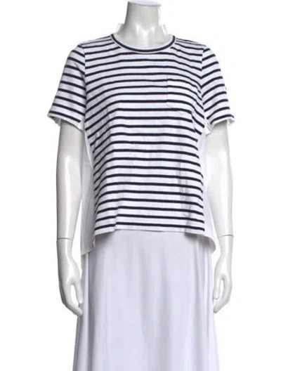 Pre-owned Sacai Striped Crew Neck Top In Blue/white