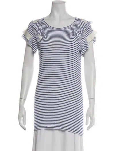Pre-owned Sacai Striped Crew Neck Top In White