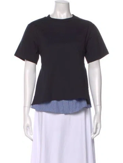 Pre-owned Sacai Striped Crew Neck T-shirt In Black