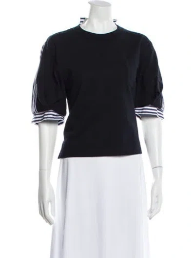 Pre-owned Sacai Striped Crew Neck T-shirt In Blue