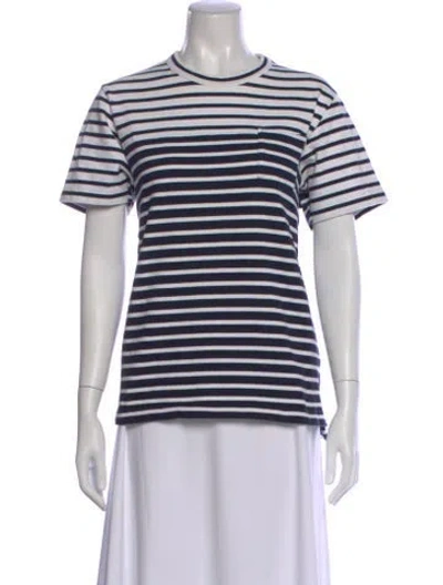 Pre-owned Sacai Striped Crew Neck T-shirt In Blue