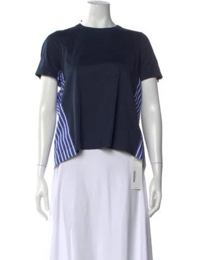 Pre-owned Sacai Striped Crew Neck T-shirt In Blue