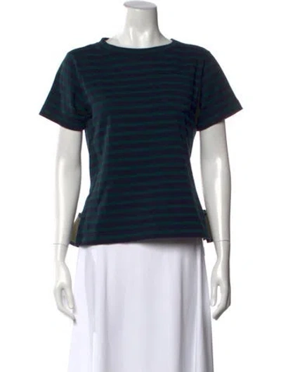 Pre-owned Sacai Striped Crew Neck T-shirt In Green