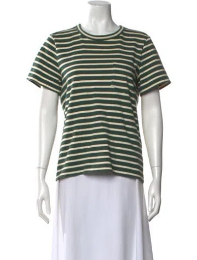 Pre-owned Sacai Striped Crew Neck T-shirt In Green