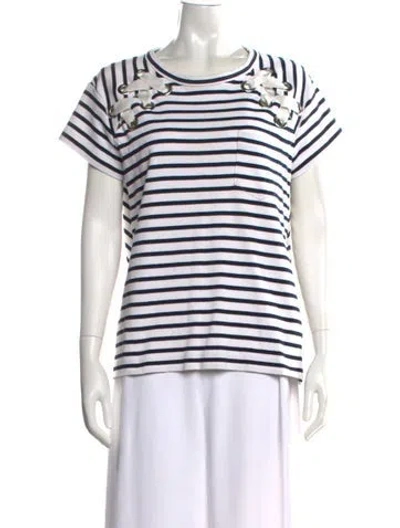 Pre-owned Sacai Striped Crew Neck T-shirt In Multi