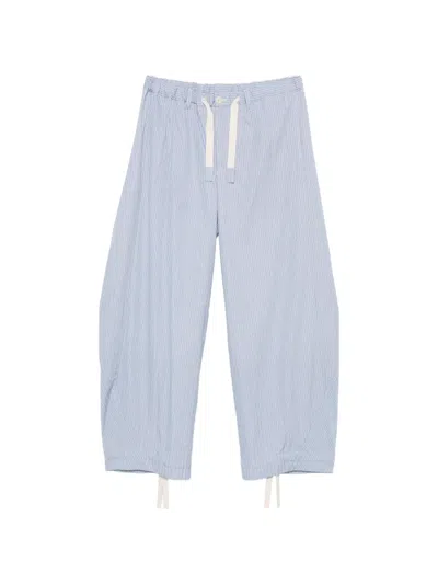 Sacai Striped Drawstring-waist Trousers In Blue