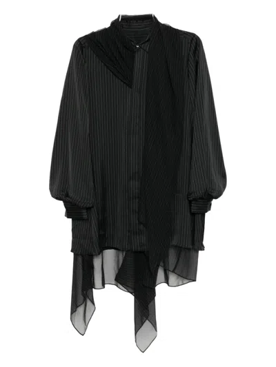 Sacai Striped Dress In Black