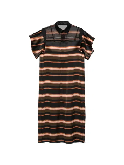 Sacai Striped Dress In Black