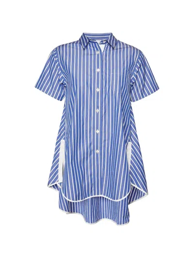 Pre-owned Sacai Striped Flared Shirt In Blue