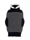 Sacai Navy Blue Striped Hooded Cape