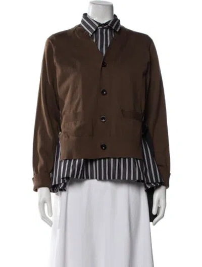 Pre-owned Sacai Striped Jacket W/ Tags In Brown