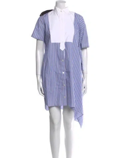 Pre-owned Sacai Striped Knee-length Dress In Blue