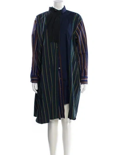 Pre-owned Sacai Striped Knee-length Dress In Blue