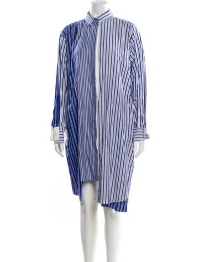 Pre-owned Sacai Striped Knee-length Dress In Blue