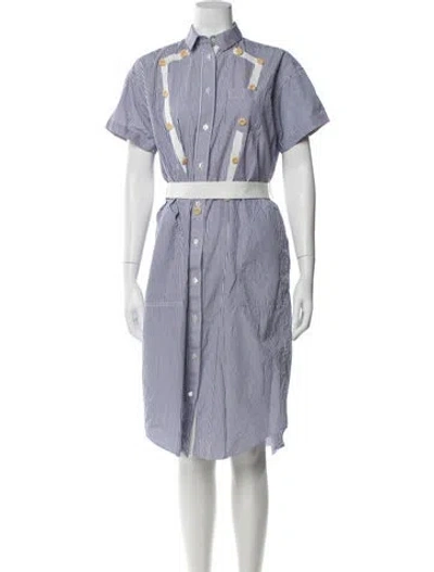 Pre-owned Sacai Striped Knee-length Dress In Blue