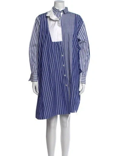 Pre-owned Sacai Striped Knee-length Dress In Blue