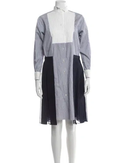 Pre-owned Sacai Striped Knee-length Dress In Blue