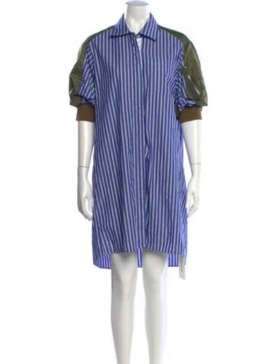 Pre-owned Sacai Striped Knee-length Dress In Blue