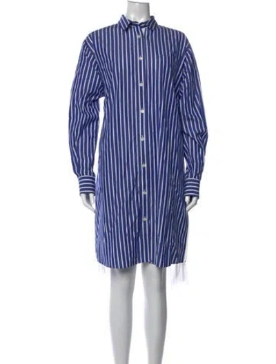 Pre-owned Sacai Striped Knee-length Dress In Blue/white