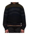 Sacai Navy Horizontal Stripe Knit Pullover Sweater In Black