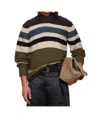 Sacai Multicolor Horizontal Stripe Knit Pullover Sweater In Brown