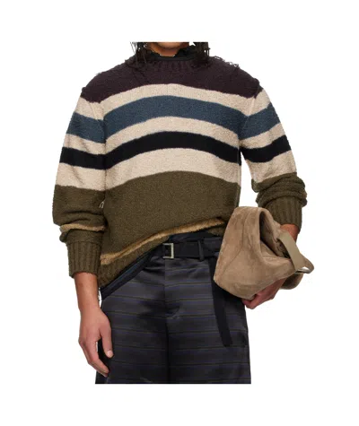 SACAI STRIPED KNIT PULLOVER SWEATER
