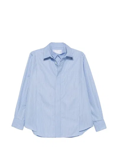 Sacai Striped Layered Shirt In Blue