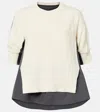 Sacai Womens Off White Gray Stripe-print Layered Wool Jumper Xl In White