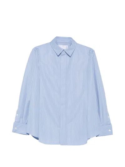 Sacai Striped Layered-collar Shirt In Blue