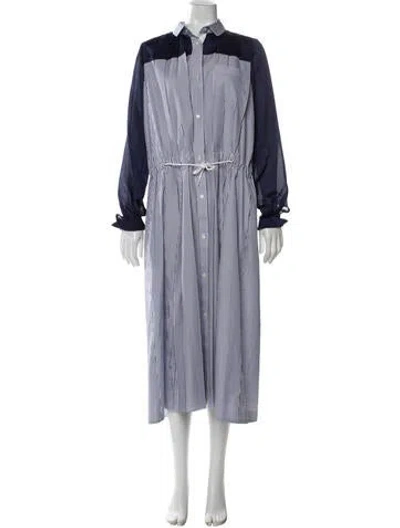 Pre-owned Sacai Striped Long Dress In Blue