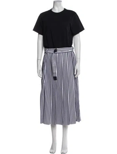 Pre-owned Sacai Striped Long Dress In Blue