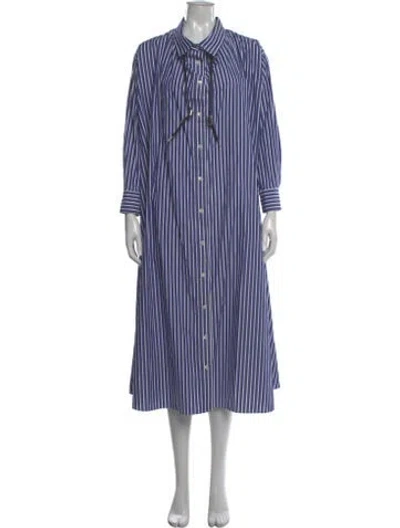 Pre-owned Sacai Striped Long Dress In Blue
