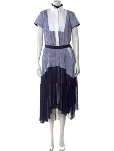 Pre-owned Sacai Striped Long Dress In Blue