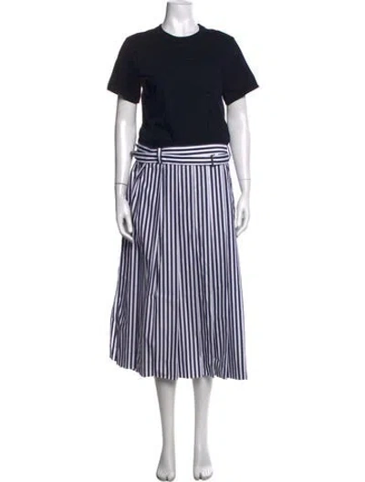 Pre-owned Sacai Striped Long Dress In Blue