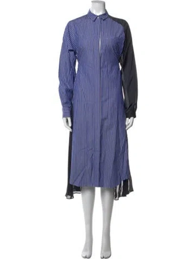 Pre-owned Sacai Striped Long Dress In Blue