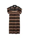 Sacai Horizontal Stripe Dress In Green
