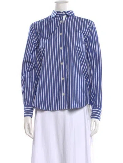 Pre-owned Sacai Striped Long Sleeve Button-up Top In Blue