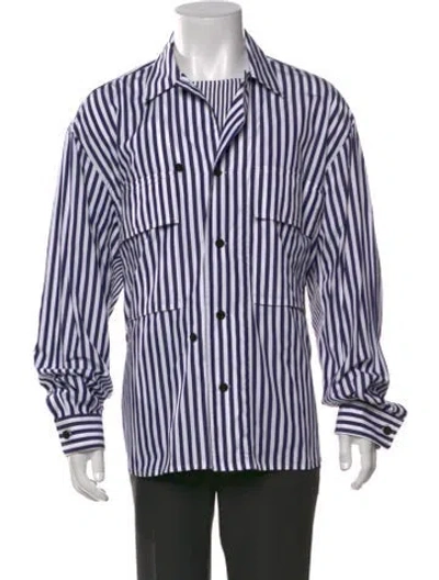 Pre-owned Sacai Striped Long Sleeve Shirt In Blue