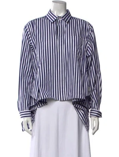 Pre-owned Sacai Striped Long Sleeve Top In Blue