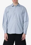 Sacai Mens Shirt Button Down Collar Stripes In Blue