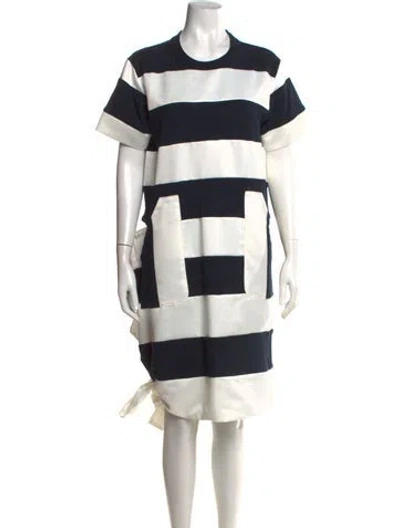 Pre-owned Sacai Striped Midi Length Dress In Black