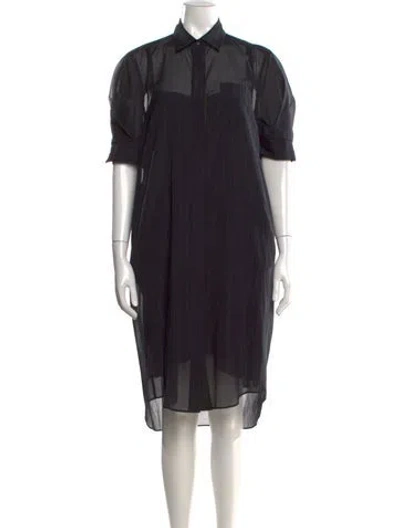 Pre-owned Sacai Striped Midi Length Dress In Black