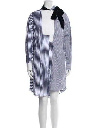 Pre-owned Sacai Striped Midi Length Dress In Blue