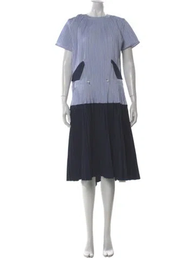Pre-owned Sacai Striped Midi Length Dress In Blue