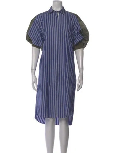 Pre-owned Sacai Striped Midi Length Dress In Blue