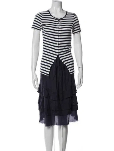 Pre-owned Sacai Striped Midi Length Dress In Blue