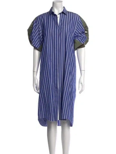 Pre-owned Sacai Striped Midi Length Dress In Blue