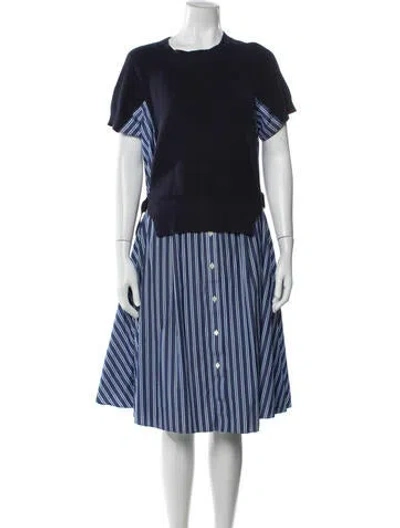 Pre-owned Sacai Striped Midi Length Dress In Blue