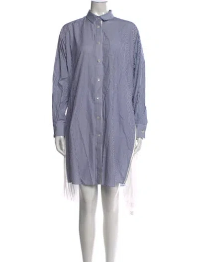 Pre-owned Sacai Striped Midi Length Dress In Blue