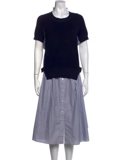 Pre-owned Sacai Striped Midi Length Dress In Blue